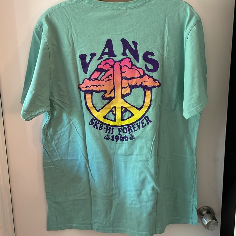Vans Mint Green Graphic T-Shirt Peace Skater Beach Hippie XL